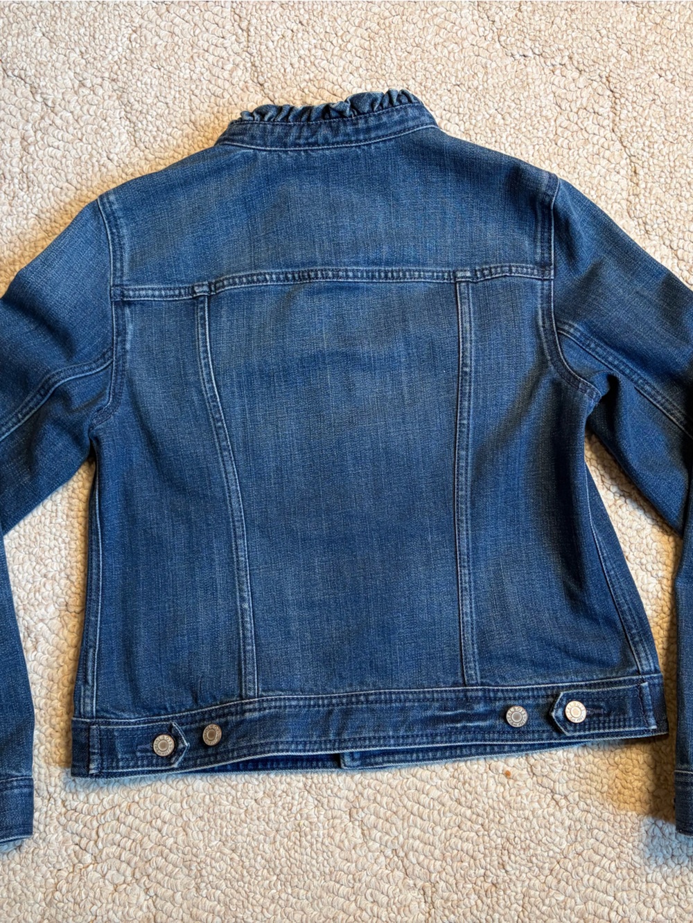 Talbots Indigo Denim Jacket with Ruffle Collar - Picture 3 of 3